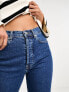 NA-KD high waist straight leg jeans in mid blue