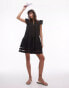 Topshop tassle detail broderie mini dress in black