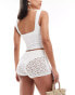 Mango rose detail crochet shorts in white