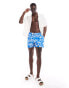 ASOS DESIGN swim shorts in mid length in blue floral print