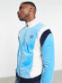 Fila velour zip through track top with logo in blue