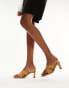 Topshop Cali premium leather square toe heeled mule in camel