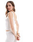 Mango lightweight knitted co-ord cami top in white