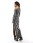 Weekday Erin drape maxi dress with long fluted sleeves in washed black