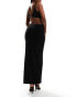 Fashionkilla slinky double layered lace trim column maxi skirt in black