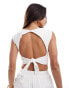 Hollister cap sleeve linen top with cut out back and removable pads in white