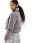 Only Petite padded high neck jacket in dark grey