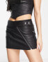 ASOS DESIGN washed faux leather biker skirt in black co-ord