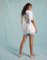 Miss Selfridge oversized Positano postcard t-shirt in white