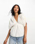 ASOS DESIGN plunge front crinkle top with tie side in white