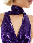 Labelrail x Dyspnea drape detail sequin maxi dress in purple