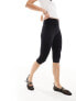 Monki cropped cupro capri pants in black