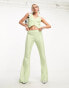 Kyo The Brand tailored waistcoat 3-piece co-ord in light green pinstripe