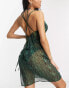 Brave Soul strappy beach dress in dark green snake print