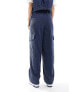 Object textured denim cargo trouser co-ord in dark blue wash