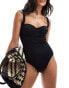 ASOS DESIGN moulded underwired swimsuit in black