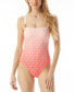 Michael Michael Kors Women's Square-Neck Logo One-Piece Swimsuit Pink sz 4