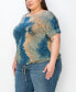 Plus Tie Dye Drawstring Waist Dolman Short Sleeve Top