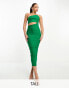 Vesper Tall asymmetric halterneck midi cut out dress in green