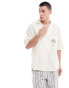 Pull&Bear palm tree emroidered shirt in white