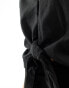 New Look linen look tie front shirt in black