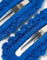 DesignB London pack of 2 crochet hair clips in blue