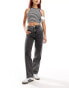 Monki Aimo mid waist straight leg jeans in acid black