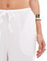 Vero Moda Petite tie waist wide leg trouser in white