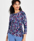 Women's 3/4-Sleeve Side-Tied Blouse