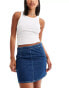 Calvin Klein Jeans mid rise a line darted mini skirt in mid wash