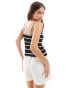 ASOS DESIGN ribbed tie front cami top in mono stripe