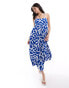 ONLY strappy tiered maxi dress in blue abstract print