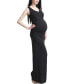 Maternity V-Necl Lace Back Maxi Dress