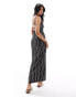 ASOS DESIGN striped strappy maxi dress with back detail in black