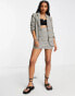 4th & Reckless Petite exclusive blazer co-ord in brown check