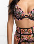 Ann Summers Wildflower contrast floral embroidered padded plunge bra in black