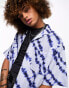 ASOS DESIGN boxy oversized revere linen mix shirt in blue tie dye