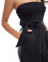 & Other Stories linen strapless jumpsuit in black