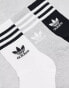 adidas Originals 3 pack mid cut crew socks in white/grey/black