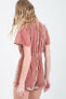 J.O.A. 157703 Women's Choker Neck Velvet Romper Short sleeves Dusty Pink Sz. XS