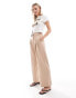 Miss Selfridge Petite tailored wide leg trouser in taupe