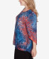 Plus Size Scoop Neck with Bar Detail Tie Dyed Spots Jacquard Knit Top