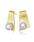 Sterling Silver 14k Gold Plated with Genuine Freshwater Round Pearl Unique Earrings