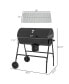 Barrel Charcoal BBQ Grill with 420 sq.in. Cooking Area, Outdoor Barbecue with Wheels, Ash Catcher and Built-in Thermometer for Patio Picnic, Backyard Party, Black