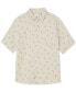 Men's Relaxed Fit Short Sleeve Floral Print Button-Front Linen Shirt