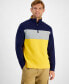 Men's Quarter-Zip Colorblocked Fleece Sweater, Created for Macy's