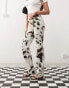 Weekday low waist straight leg trousers in cow print