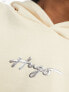 HUGO Dephana_1 crop logo hoodie in cream