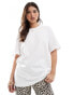 Pieces oversized t-shirt with bow back in white