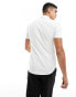 New Look short sleeved muscle fit poplin shirt in white